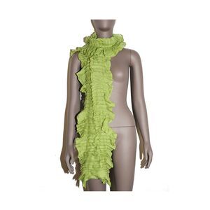 Pleated Green Knit Scarf Soft Lightweight Wrap Shawl Sarong